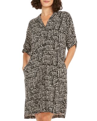 NIC+ZOE Women's These Boots Shirtdress - Casual Boot Print Shift Dress With 3/4 Sleeves
