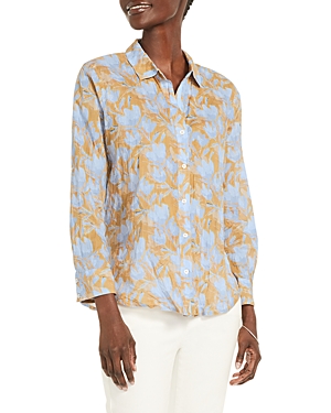 Shop Nic + Zoe Nic+zoe Petites Midday Meadows Cotton Crinkle Shirt In Blue Multi