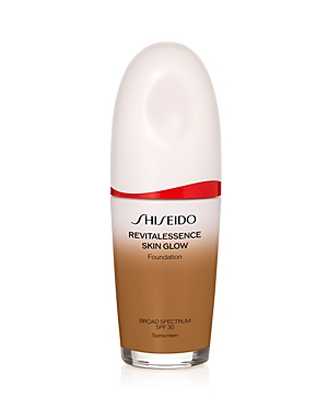 Shop Shiseido Revitalessence Skin Glow Foundation 1 Oz. In 440 Amber - Golden With A Slightly Olive Tone For Rich Tan Skin