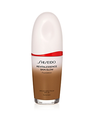 Shop Shiseido Revitalessence Skin Glow Foundation 1 Oz. In 510 Suede - Golden Tone For Deep Skin