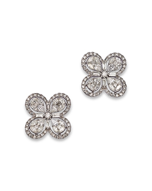Bloomingdale's Diamond Multi Cut Clover Stud Earrings In 14k White Gold, 3.0 Ct. T.w.