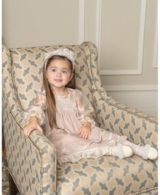 Girls' Helena Velour Dress with Organza Puff Sleeves - Baby, Little Kid, Big Kid