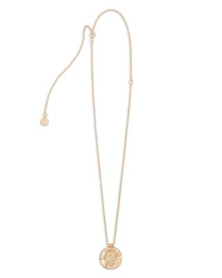 Rhinestone Zodiac Pendant Necklace in Gold Tone, 26.5"-29.5"