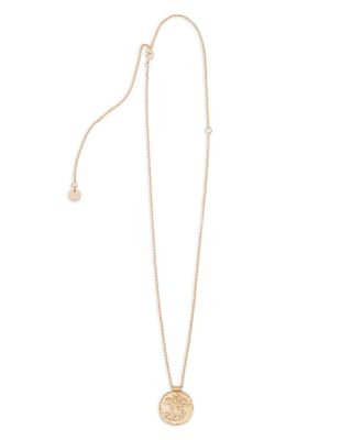 Rhinestone Zodiac Pendant Necklace in Gold Tone, 26.5"-29.5"