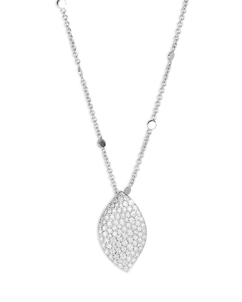 Pasquale Bruni 18k White Gold Aleluia Diamond Pave Leaf Pendant Necklace, 17.3 In White