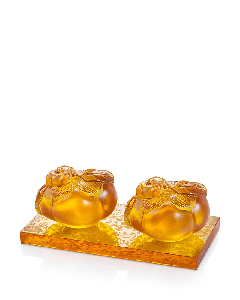 Liuli Good Things Come In Pairs Persimmon Paperweights, Set Of 2 In Amber