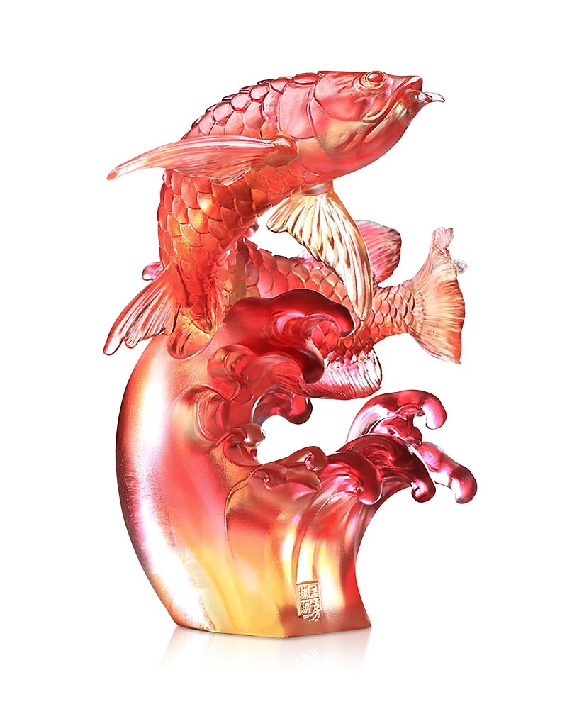 Liuli Aligned With The Light, I Triumph Dragon Fish Figurine In Red