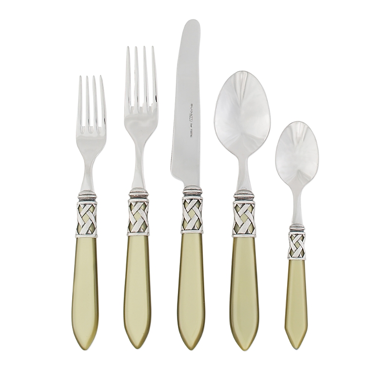 Vietri Aladdin Antique White 20 Piece Flatware Set In Beige/khaki