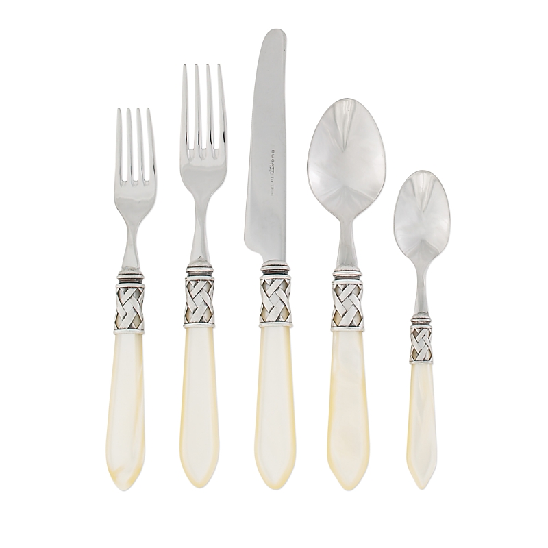 Vietri Aladdin Antique White 20 Piece Flatware Set In Light Beig