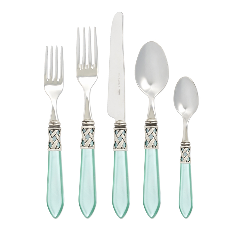 Vietri Aladdin Antique White 20 Piece Flatware Set In Turquoise