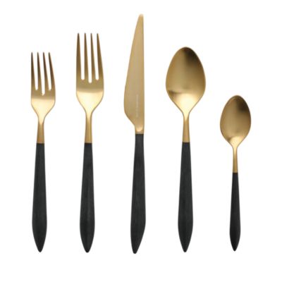 VIETRI - Ares Oro & Black 20 Piece Flatware Set