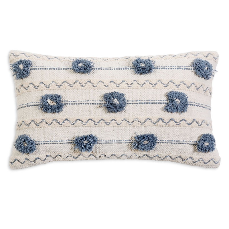 Pom Pom At Home Izzy Handwoven Pillow & Insert In Ivory/denim