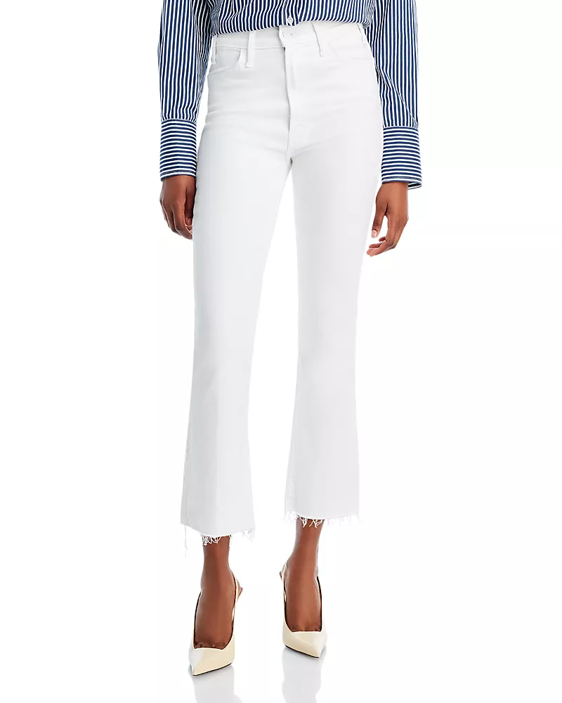 Mother The Hustler High Rise Frayed Flare Leg Ankle Jeans in Fairest of Them All