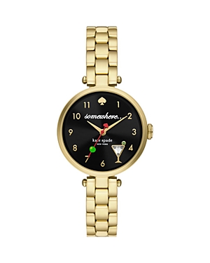 Shop Kate Spade New York Holland Five O'clock Somewhere Watch, 28mm In Black/gold