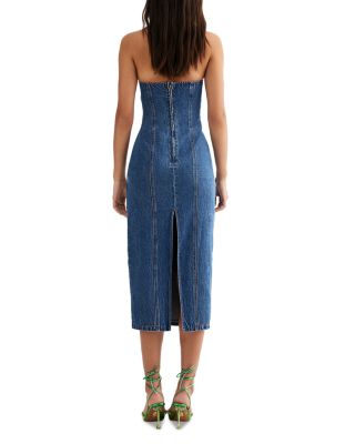 Lioness Smokeshow Strapless Denim Midi Dress | Bloomingdale's Women