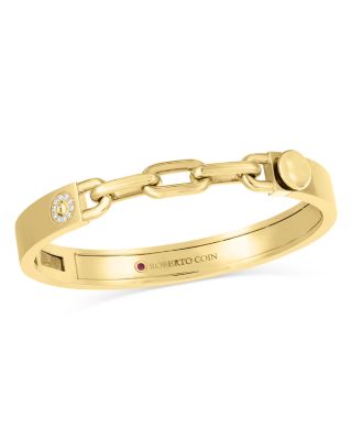 Roberto Coin - 18K Yellow Gold Diamond (0.06 ct. t.w.) Navarra Chain Bangle