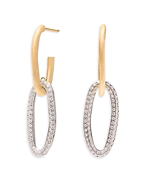 Shop Marco Bicego 18k White & Yellow Gold Jaipur Diamond Link Alta Drop Earrings In White/gold
