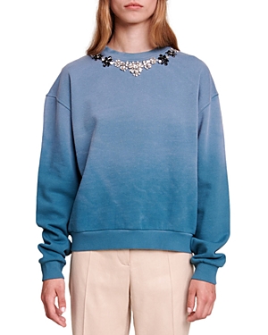 Maje Melonie Clover Jacquard Sleeveless Sweater Blue