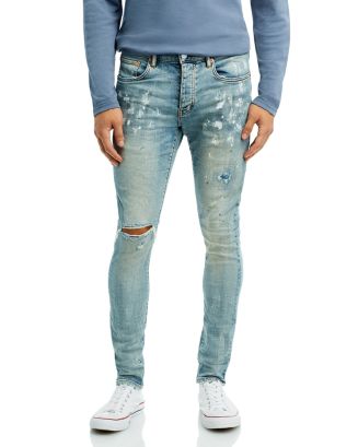 Purple Brand Indigo Paint Splatter Slim Jeans in Blue for Men