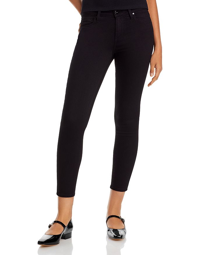PAIGE Transcend Verdugo Mid Rise Cropped Skinny Jeans in Black Overdye ...