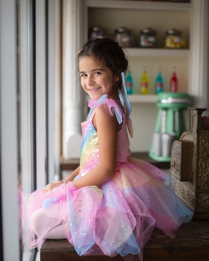 Rainbow Fairy Dress & Wings Costume - Ages 3-6