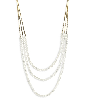 Bloomingdale's Cultured Freshwater Pearl Layered Strand Necklace, 16 In White/gold