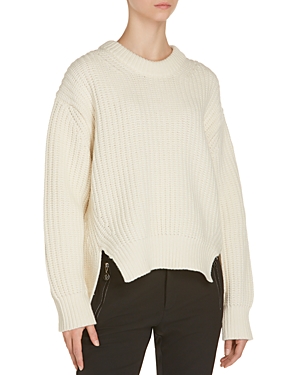 Shop Moncler Ribbed Wool Sweater In White