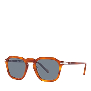 Persol Men's Sun 50 Keyhole-bridge Square Sunglasses In Orange/blue Solid