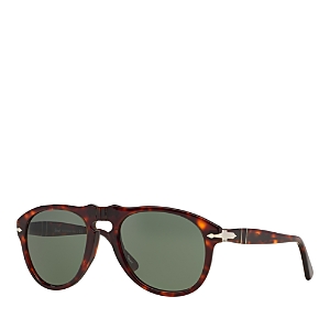 Shop Persol Pilot Sunglasses, 54mm In Havana/green Solid