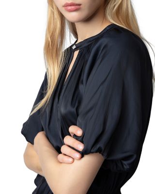 Romina Satin Balloon Sleeve Mini Dress