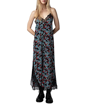 Shop Zadig & Voltaire Silk Ristyl Lace Trim Slip Dress In Noir