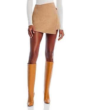 Shop Proenza Schouler White Label Reversible Double Faced Wrap Mini Skirt In Camel/off White