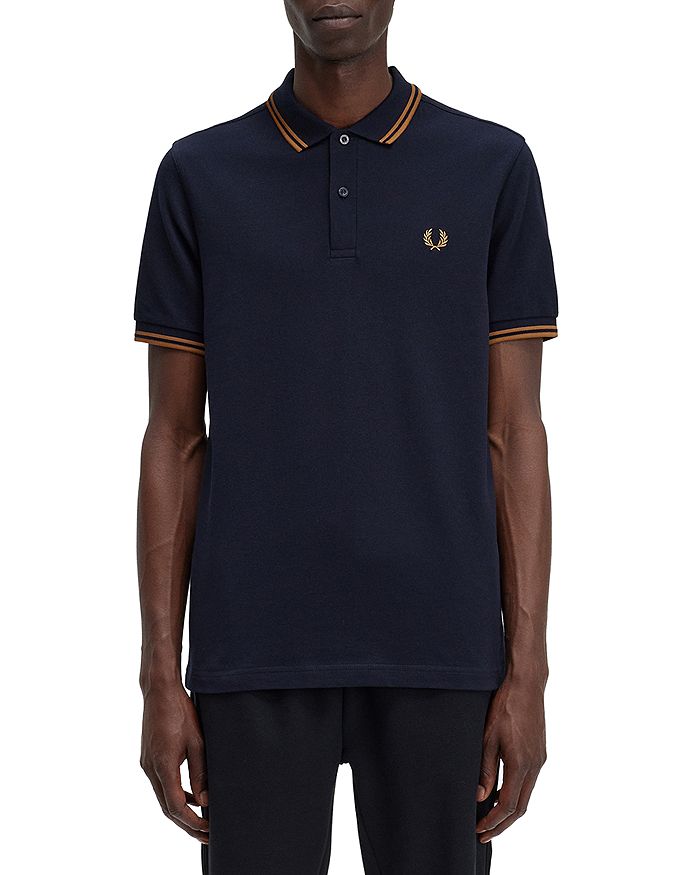 Fred Perry Twin Tipped Slim Fit Polo In Navy/dark