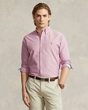 Polo Ralph Lauren Cotton Oxford Classic Fit Button Down Shirt In Crimson/white