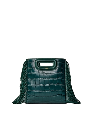 Maje Verts Mini M Croc-embossed Leather Shoulder Bag 1 Size In Bottle Green