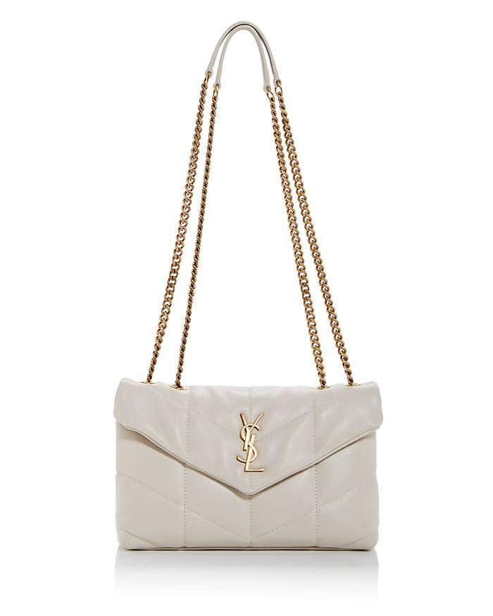 Saint Laurent Puffer Toy Quilted Leather Crossbody - Cream/Gold
