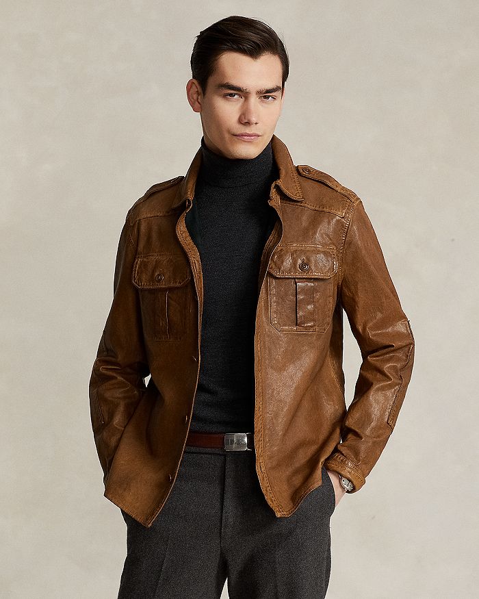 Polo Ralph Lauren Men's Washed Leather Utility Jacket