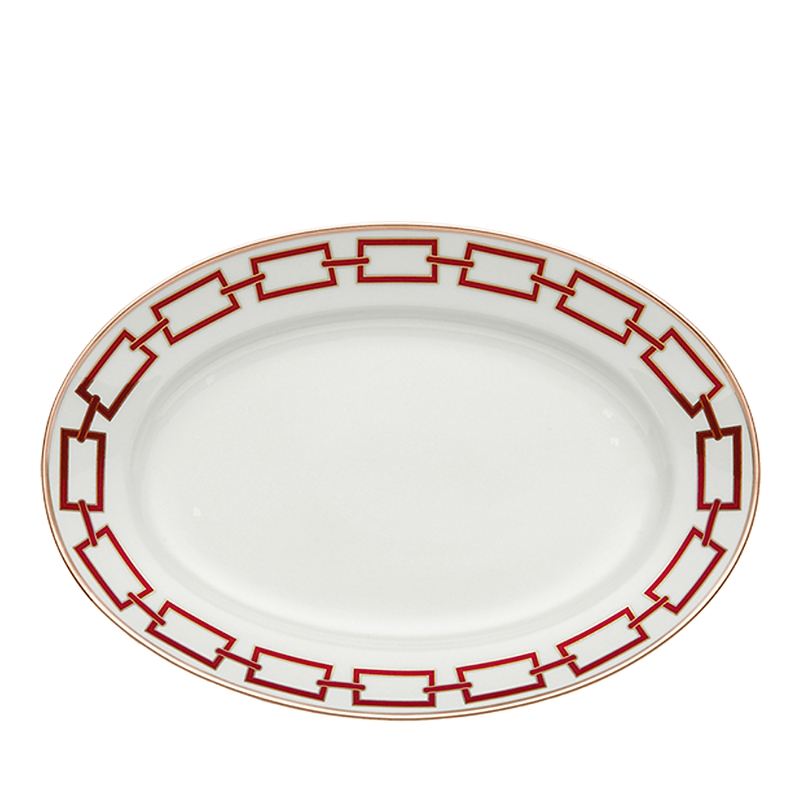 Ginori 1735 Impero Oval Flat Platter In Red