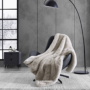 Vera Wang Long Pile Faux Fur Throw Blanket In Light Beige