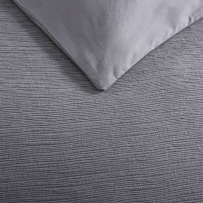 Solid Textured Pleats Charcoal Cotton Bedding Collection