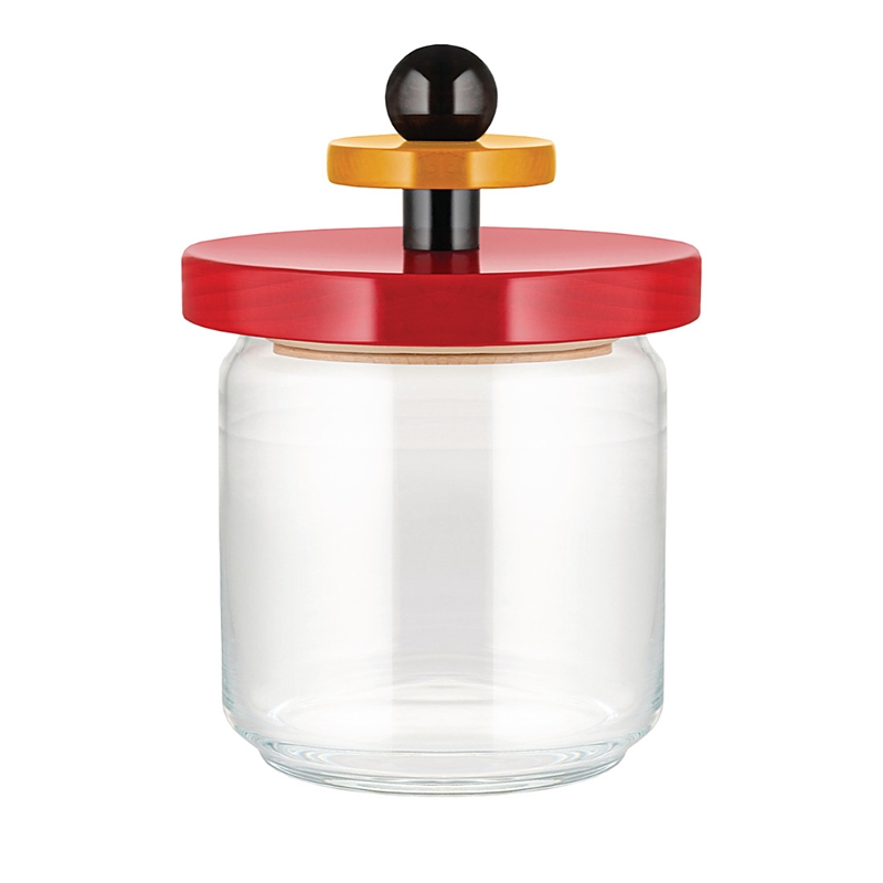 Alessi Jar 75 With Beechwood Lid In Red Multi