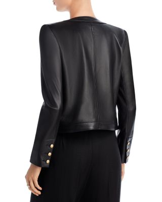 Jayde Leather Open Front Jacket