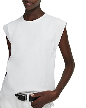 Rag & Bone Shoulder Pleat Organic Cotton Muscle Tee In White