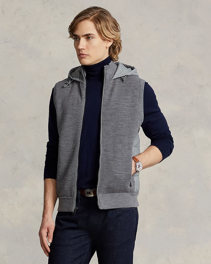 Polo Ralph Lauren Men's Merino Wool Hooded Vest - Grey - Size Large