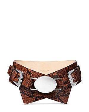 Double Buckle Embossed Leather Hip Belt