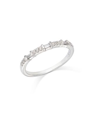 Diamond Baguette & Round Narrow Band in 14K Gold, 0.12 tcw