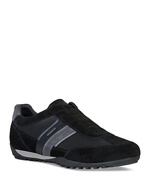 Shop Geox Men's Wells Slip On Sneakers In Black/blue