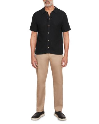 Crocheted Button Front Short Sleeve Shirt