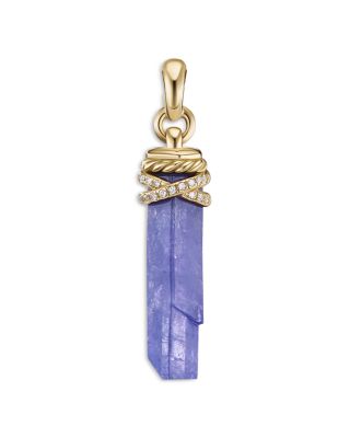 Amulets 18K Yellow Gold Wrapped Tanzanite Amulet with Pav&eacute; Diamonds