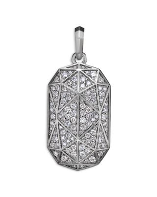 Men's Torqued Faceted Amulet in Sterling Silver with Diamonds, 37mm
